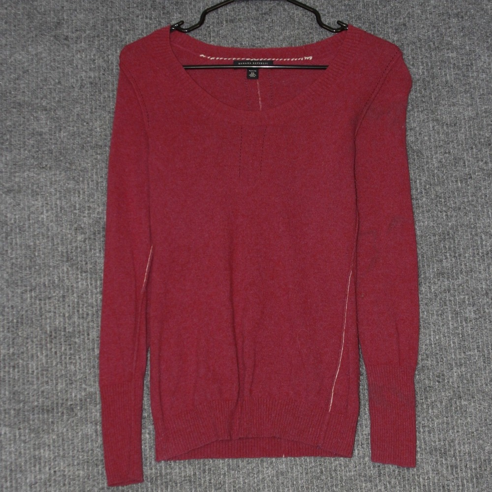Banana Republic Women's Petite XS Burgundy Wool Cashmere Blend Long Sweater